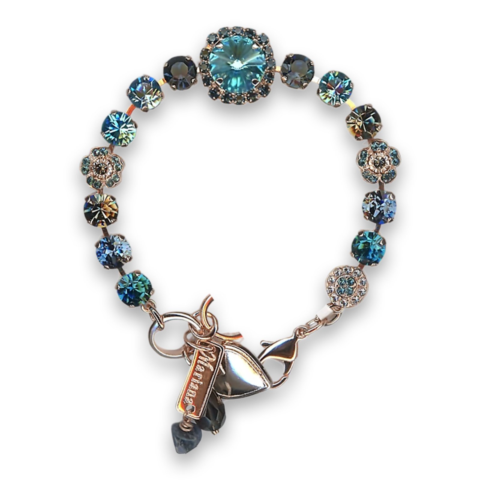 B-4219-1114-RG (2) Bracelet by Mariana Woman Finely Detailed Aquamarine and Montana Swarovski Crystals - Image 1