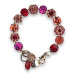 Bracelet by Mariana Woman Gorgeous Red Opal Mineral and Peach Swarovski Crystals