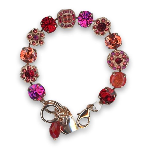Bracelet by Mariana Woman Gorgeous Red Opal Mineral and Peach Swarovski Crystals