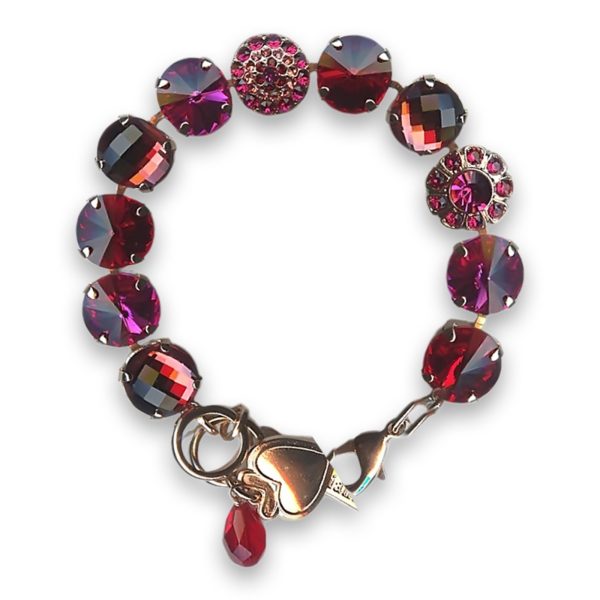 Bracelet by Mariana Woman Faceted Red and Fuchsia Swarovski Crystals