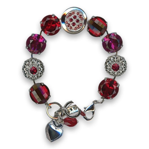Bracelet by Mariana Woman Sophisticated Fuchsia and Red Swarovski Crystals