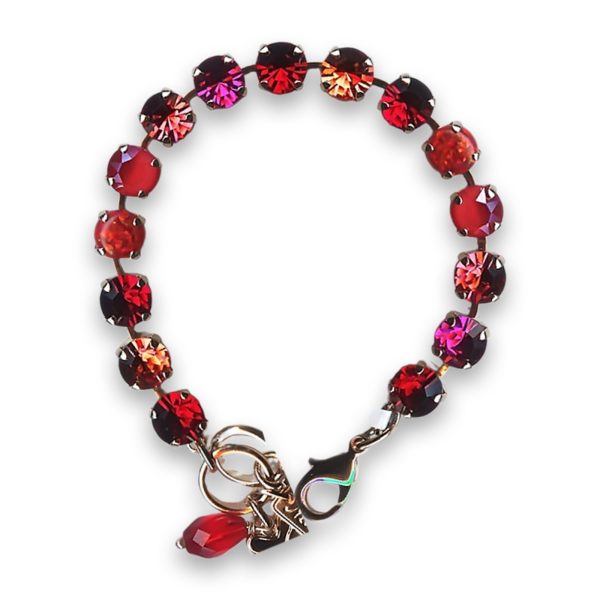 Bracelet by Mariana Woman Precious Red Opal Mineral and Fuchsia Swarovski Crystals