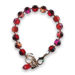 Bracelet by Mariana Woman Precious Red Opal Mineral and Fuchsia Swarovski Crystals - Image 3