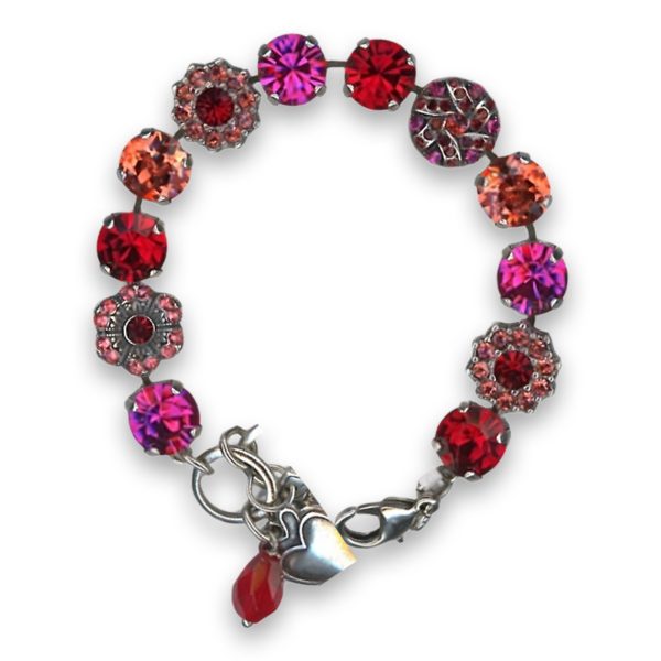 Bracelet by Mariana Woman Gorgeous Fuchsia and Red Swarovski Crystals