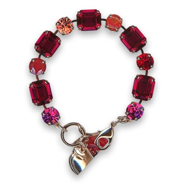 Bracelet by Mariana Woman Elegant Red Opal Mineral and Red Swarovski Crystals