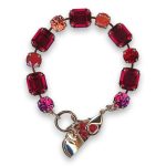 Bracelet by Mariana Woman Elegant Red Opal Mineral and Red Swarovski Crystals - Image 3