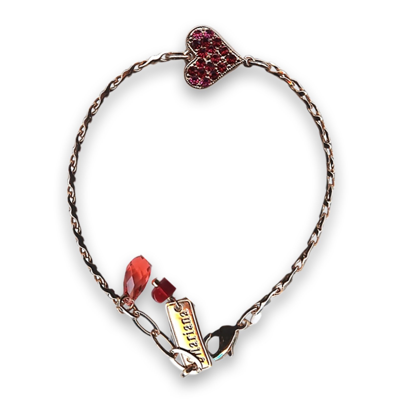 B-4322-2-2140-RG (1) Bracelet by Mariana Woman Heart Encrusted Red Swarovski Crystals - Image 1