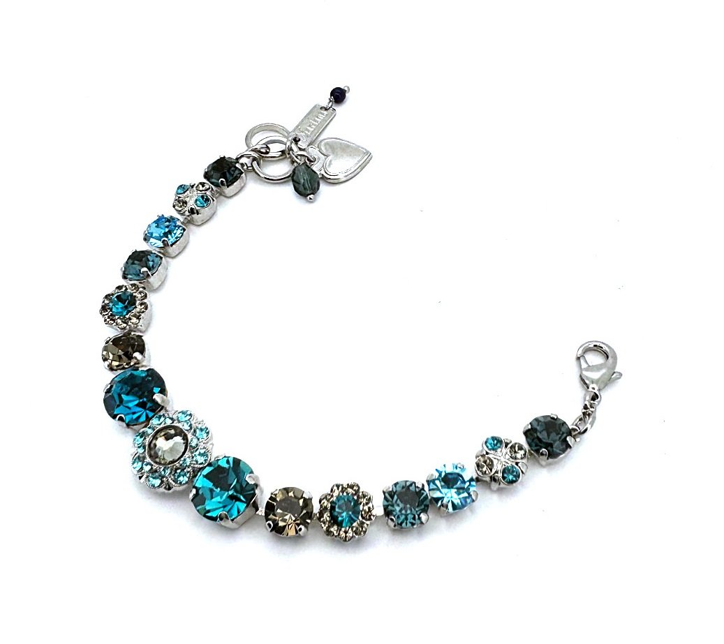 B-4352-3-1114-RO (3) Bracelet By Mariana Woman Charming Black Diamond and Montana Blue Swarovski Crystals - Image 1