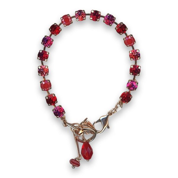 Bracelet by Mariana Woman Charming Fuchsia and Red Swarovski Crystals
