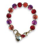 Bracelet by Mariana Woman Stunning Red Opal Mineral and Peach Swarovski Crystals