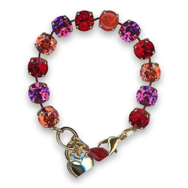 Bracelet by Mariana Woman Stunning Red Opal Mineral and Peach Swarovski Crystals