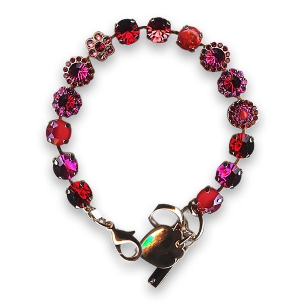 Bracelet by Mariana Woman Alluring Red Opal Mineral and Fuchsia Swarovski Crystals