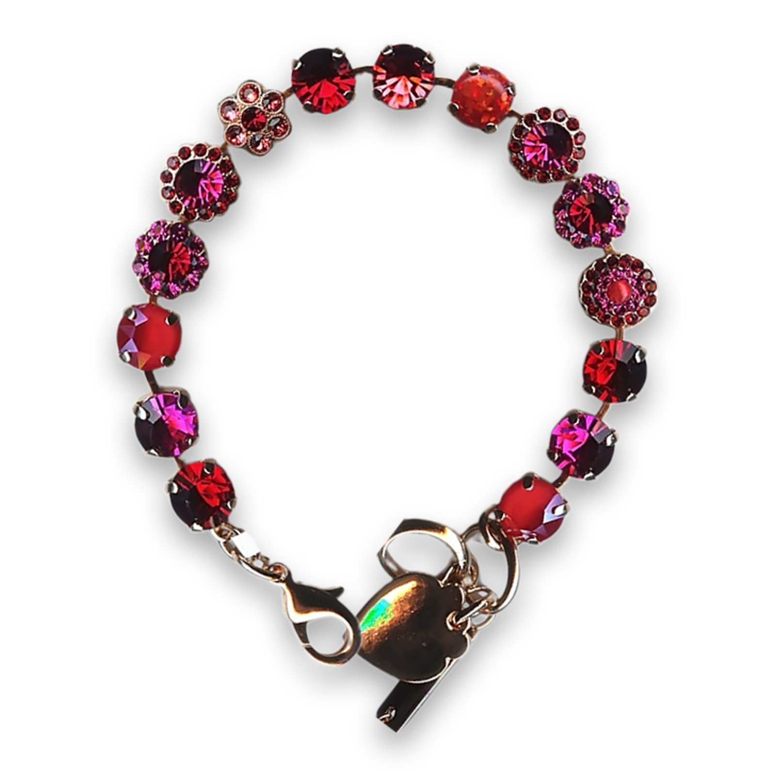 B-4479SO1-M2140-RG (1) Bracelet by Mariana Woman Alluring Red Opal Mineral and Fuchsia Swarovski Crystals - Image 1