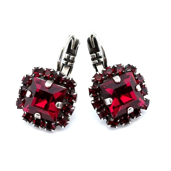 Earrings by Mariana Woman Stunning Ruby and Siam Swarovski Crystals