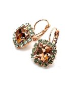 Earrings by Mariana Woman Exquisite Peach and Chrysolite Swarovski Crystals - Image 2