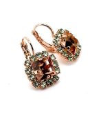 Earrings by Mariana Woman Exquisite Peach and Chrysolite Swarovski Crystals - Image 3