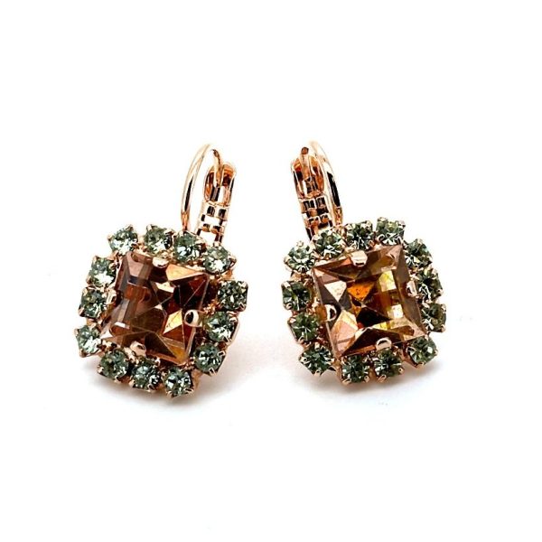 Earrings by Mariana Woman Exquisite Peach and Chrysolite Swarovski Crystals