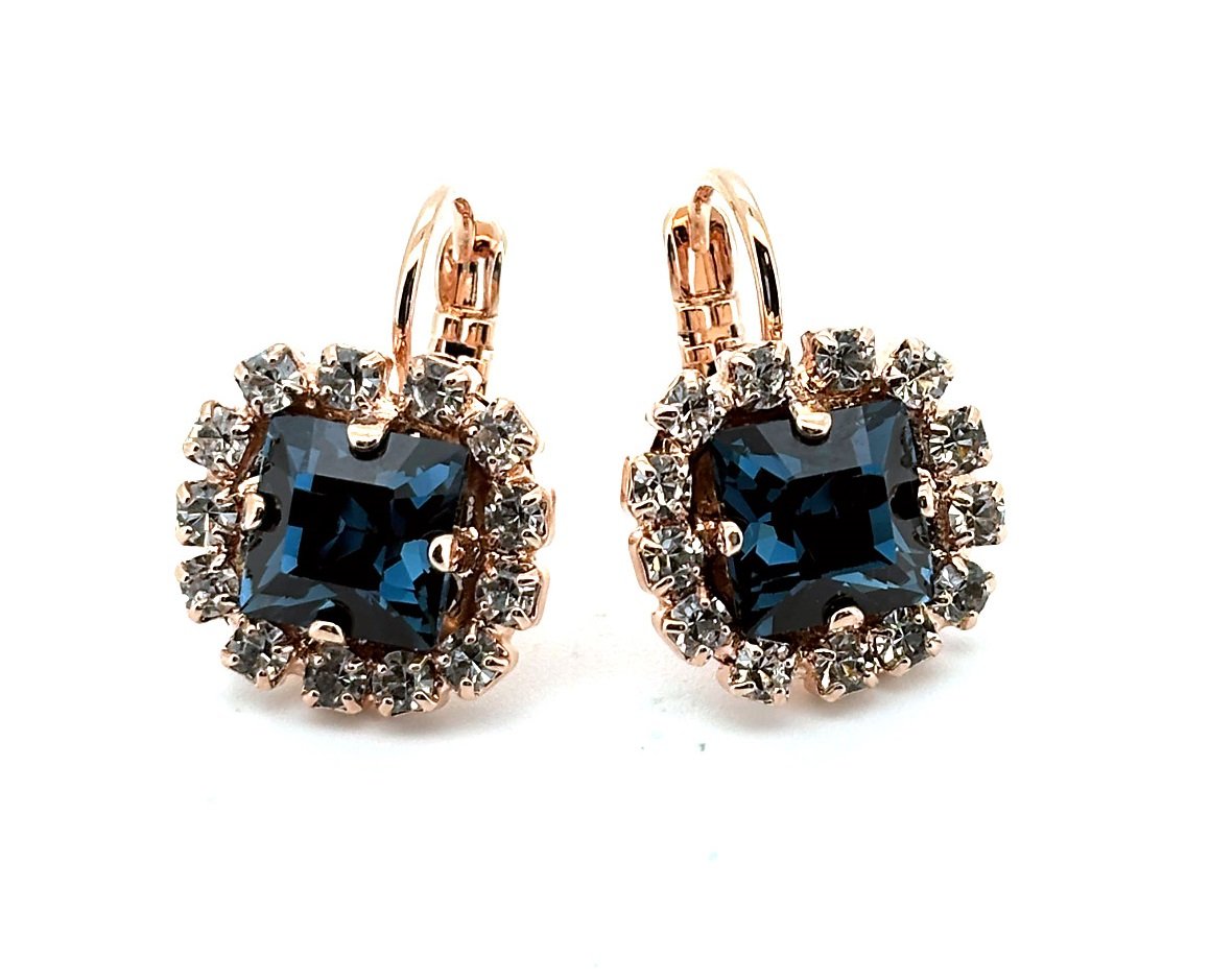 E-1002-3-21120-RG6 (1) Earrings by Mariana Woman Elegant Montana and Clear Swarovski Crystals - Image 1