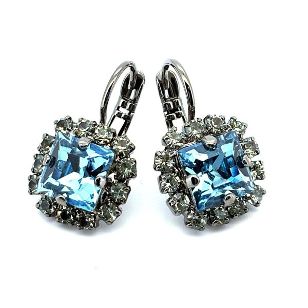 Earrings by Mariana Woman Gorgeous Aquamarine and Clear Swarovski Crystals