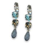 Earrings by Mariana Woman Dangling Aquamarine and Black Diamond Swarovski Crystals