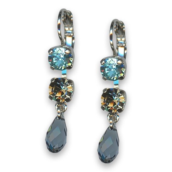 Earrings by Mariana Woman Dangling Aquamarine and Black Diamond Swarovski Crystals