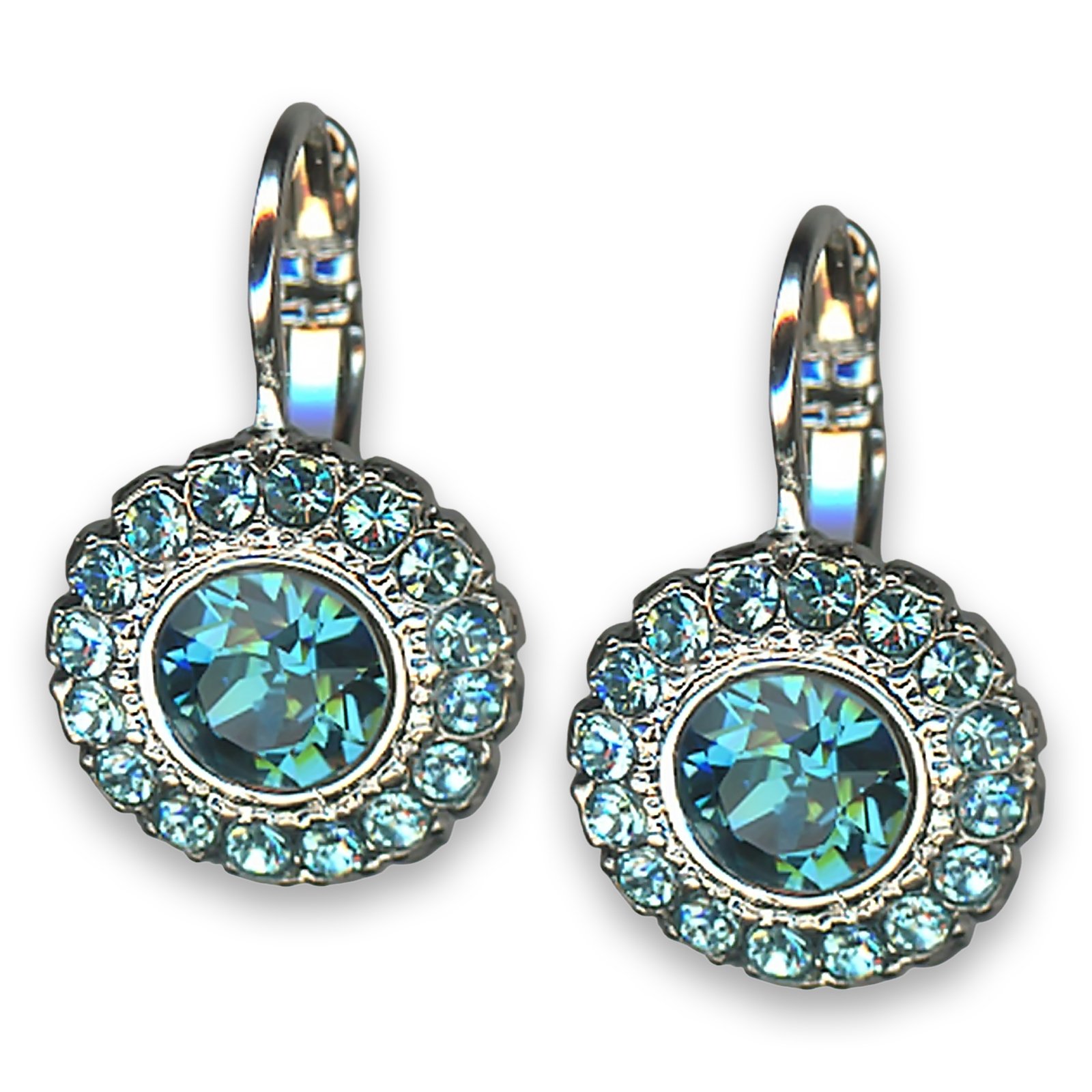 E-1014-3-1114-RO6 (3) Earrings by Mariana Woman Floral Aquamarine Swarovski Crystals - Image 1