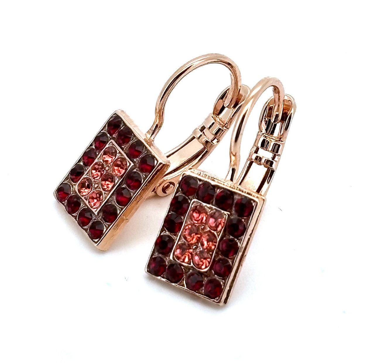 E-1068-1-2140-RG6 (1) Earrings By Mariana Woman Adorable Rectangular Red and Fuchsia Swarovski Crystals - Image 1