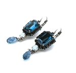 Earrings by Mariana Woman Sophisticated Montana and Opal Swarovski Crystals - Image 2