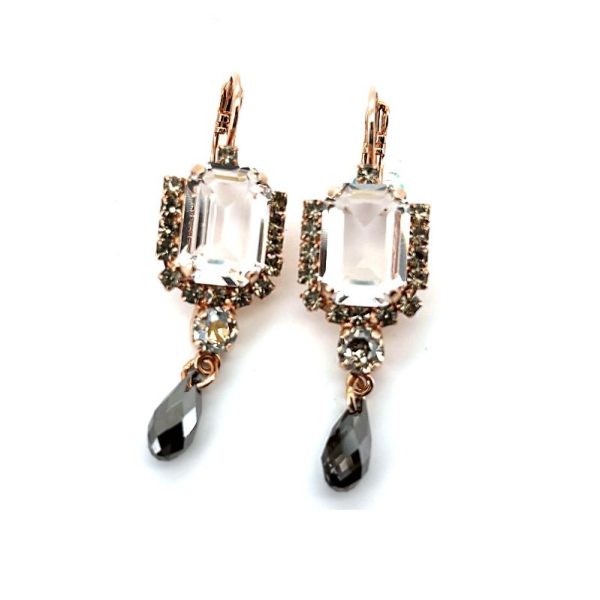Earrings by Mariana Woman Elegant Clear and Jet Swarovski Crystals