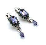 Earrings by Mariana Woman Elegant Tanzanite and Aquamarine Swarovski Crystals - Image 3