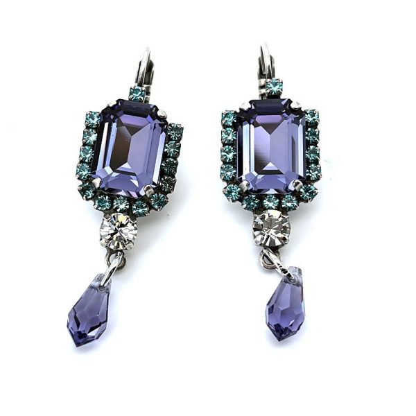Earrings by Mariana Woman Elegant Tanzanite and Aquamarine Swarovski Crystals