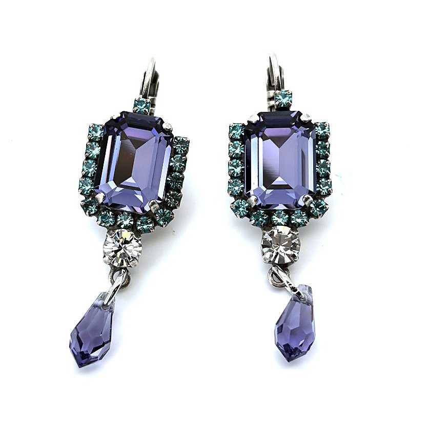 E-1080-1-539-10-SP6 (3) Earrings by Mariana Woman Elegant Tanzanite and Aquamarine Swarovski Crystals - Image 1