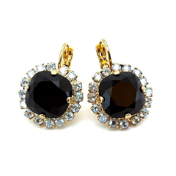 Earrings by Mariana Woman Gorgeous Jet and Clear Swarovski Crystals