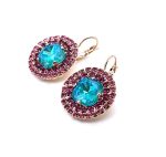 Earrings by Mariana Woman Lovely Laguna and Fuchsia Swarovski Crystals - Image 2