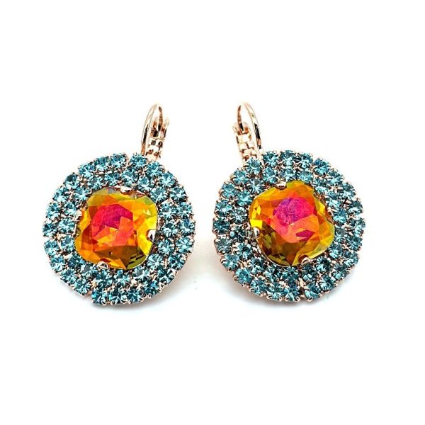 Earrings by Mariana Woman Glamorous Astral Pink and Aquamarine Swarovski Crystals