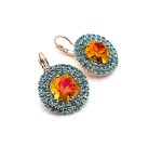 Earrings by Mariana Woman Glamorous Astral Pink and Aquamarine Swarovski Crystals - Image 3