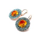 Earrings by Mariana Woman Glamorous Astral Pink and Aquamarine Swarovski Crystals - Image 2
