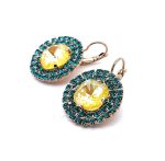 Earrings by Mariana Woman Sassy Sunshine and Teal Swarovski Crystals - Image 2