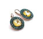 Earrings by Mariana Woman Sassy Sunshine and Teal Swarovski Crystals - Image 3