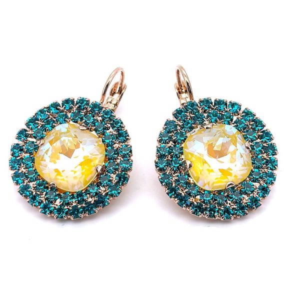 Earrings by Mariana Woman Sassy Sunshine and Teal Swarovski Crystals