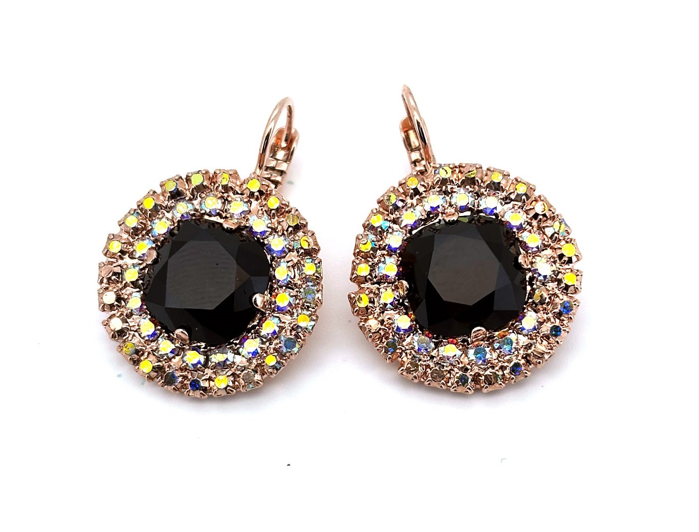 E-1080-41-1AB2800RG6 (3) Earrings by Mariana Woman Luxurious Jet and AB Swarovski Crystals - Image 1
