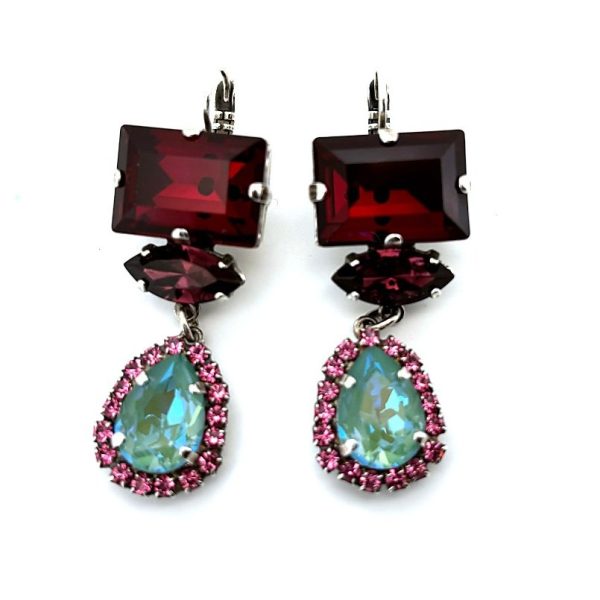 Earrings by Mariana Woman Classy Siam and Green Swarovski Crystals