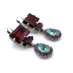 Earrings by Mariana Woman Classy Siam and Green Swarovski Crystals - Image 3