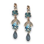 Earrings by Mariana Woman Dangling Indicolite and Aquamarine Swarovski Crystals - Image 3