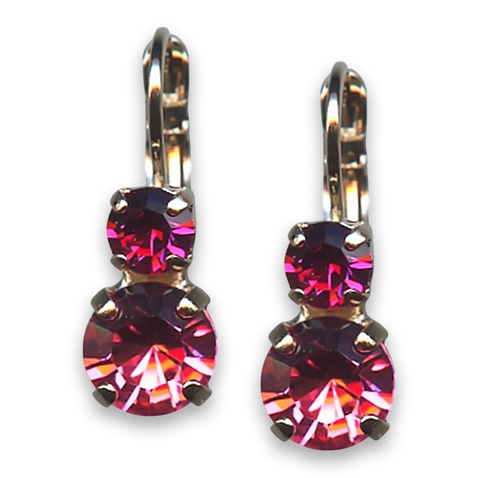 E-1190-502209-RG6 (2) Earrings by Mariana Woman Dainty Rose and Fuchsia Swarovski Crystals - Image 1