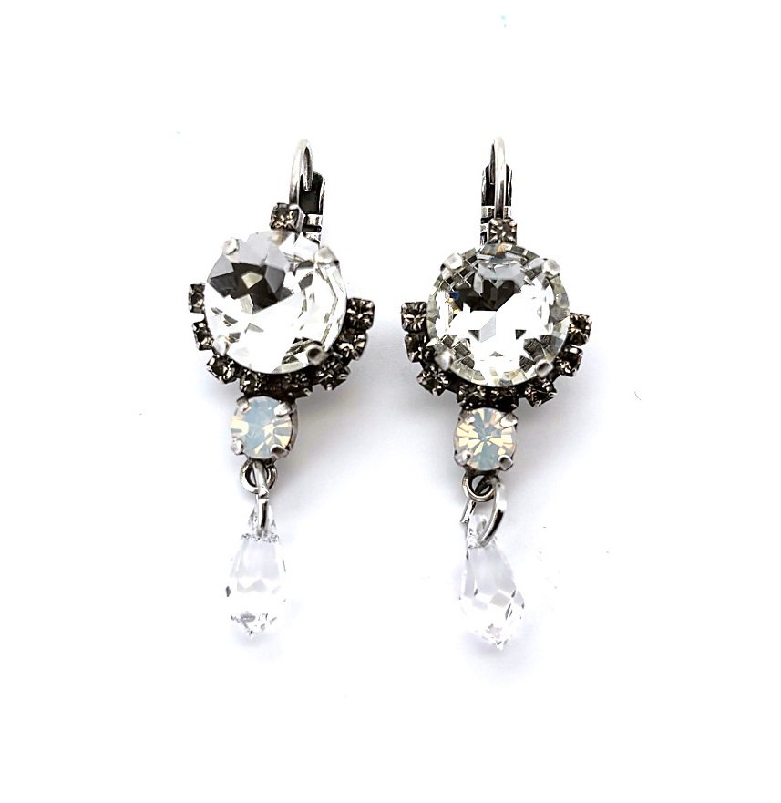 E-1219-1341-SP6 (3) Earrings by Mariana Woman Dangling Clear and Opal Swarovski Crystals - Image 1