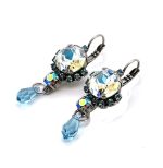 Earrings by Mariana Woman Shimmering Moonlight and Aquamarine Swarovski Crystals - Image 2