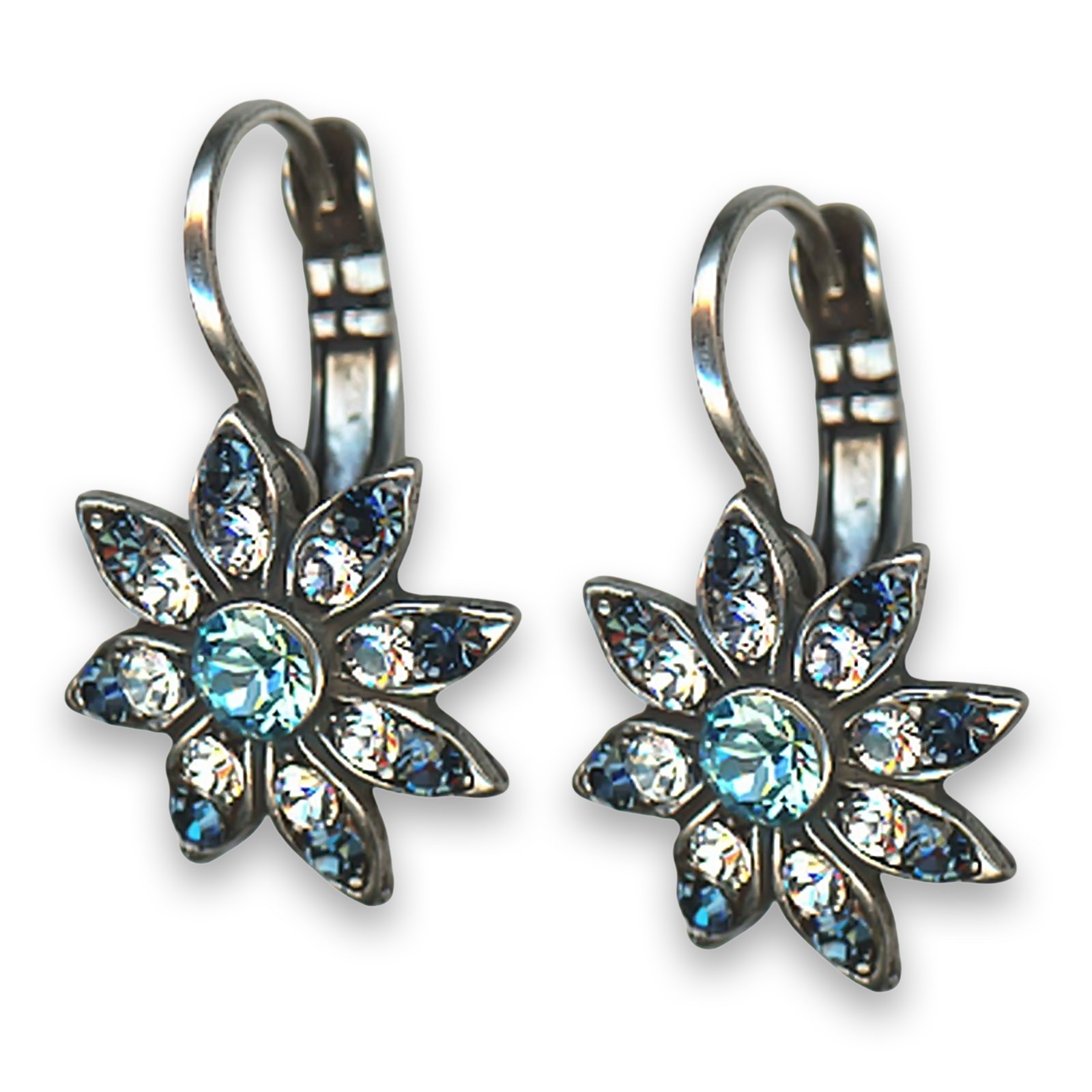 E-1227-1114-SP6 (1) Earrings by Mariana Woman Floral Montana and Clear Swarovski Crystals - Image 1