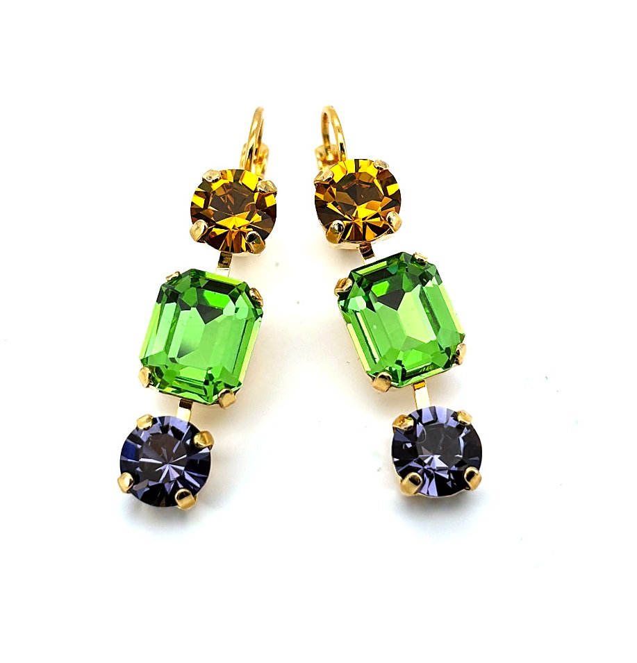 E-1320-20-333-YG6 (1) Earrings by Mariana Woman Dangling Topaz and Peridot Swarovski Crystals - Image 1