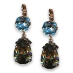 Earrings by Mariana Woman Glamorous Black Diamond and Aquamarine Swarovski Crystals - Image 3
